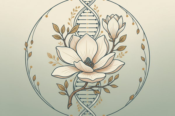 Magnolia and DNA illustration representing individualized care and scientific precision at 423HRT